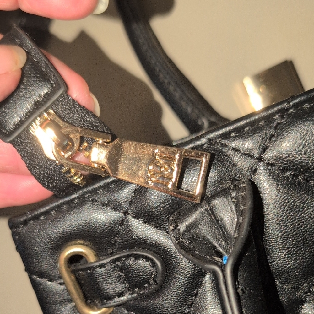 Badgley Mischka Black Quilted Satchel With Removable Crossbody Strap - Picture 8 of 9